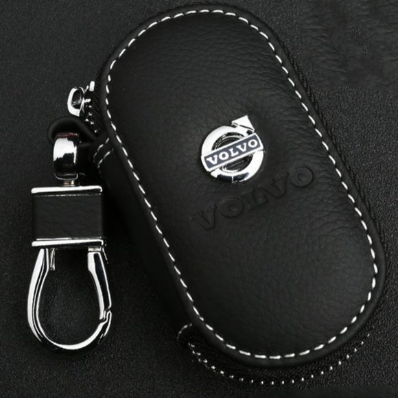 Multi Brand Leather Black Volvo Key Cover #83 - Picture 1 of 11